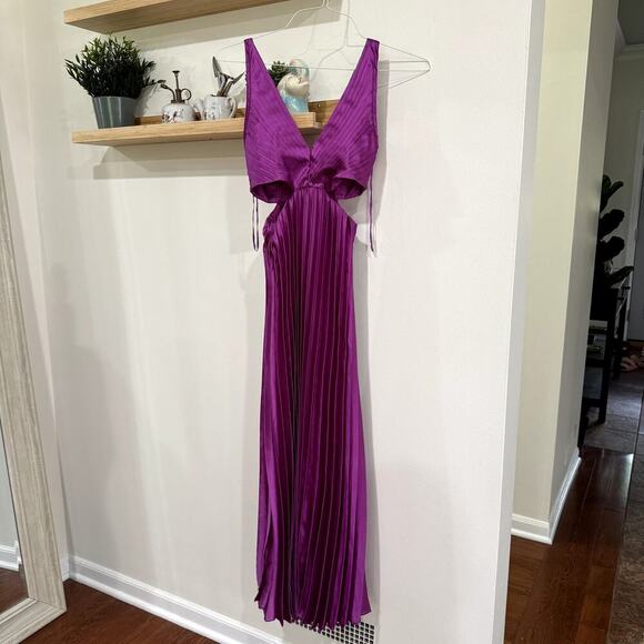 Sincerely Jules Dresses & Skirts - NWOT Satiny Silky Purple Maxi Dress with Side Cut Outs Women Size Small